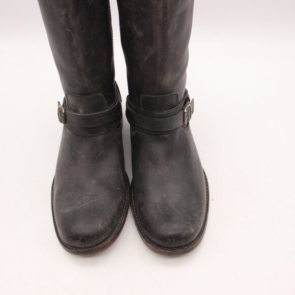 Frye Tall Harness Black Distressed Leather Women's Size 6 B Riding Boots - Picture 9 of 9